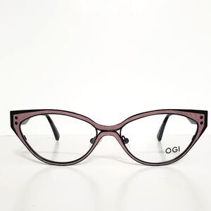 Womens OGI Unique Pink Cat Eyeglasses Frames And Case 54-15-140 Made in Korea